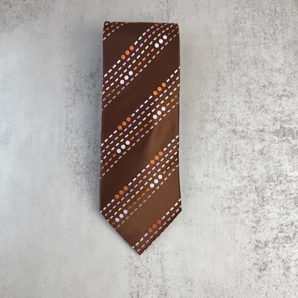 Ben Sherman Men Neck Tie Silk Brown Colorful NWOT
